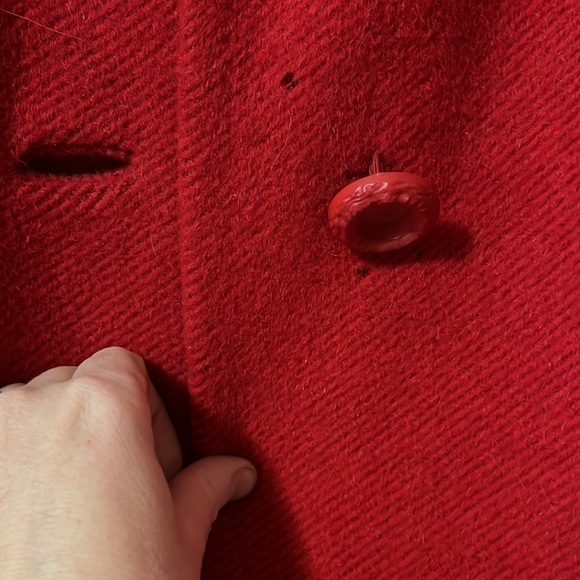 Vintage Red Wool Coat with Fur Size M/L - Picture 6 of 16